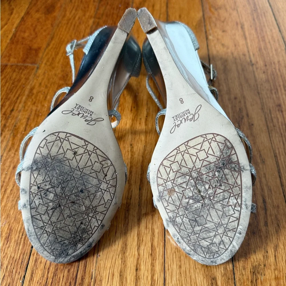 Glamorous Silver Metallic Heels with Ankle Straps - Picture 6 of 9